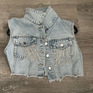 Cute cropped denim vest for sale!